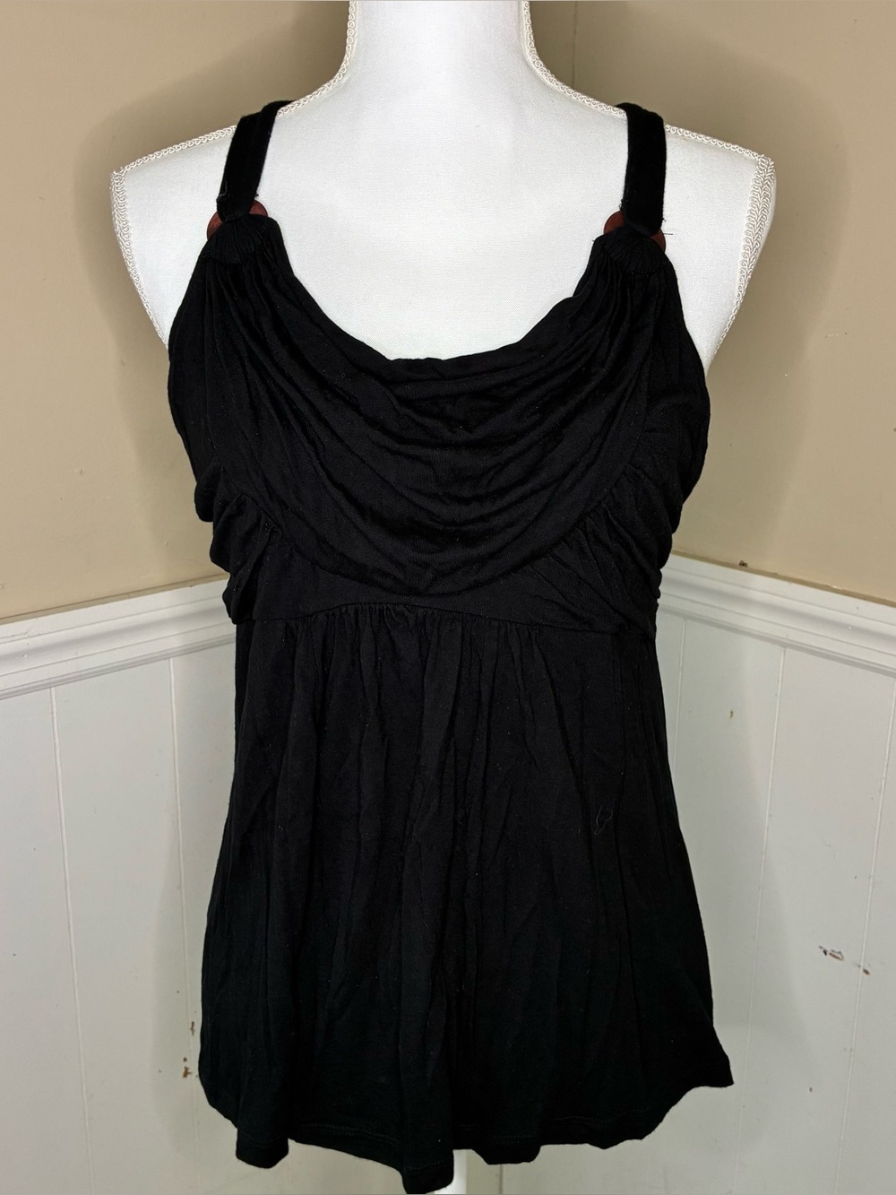 Willi Smith Y2K Black Cowl Neck Tank Top Size Medium